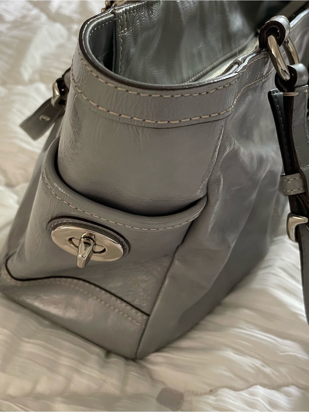 Vintage Coach Grey Leather Small Tote Bag - Picture 4 of 8